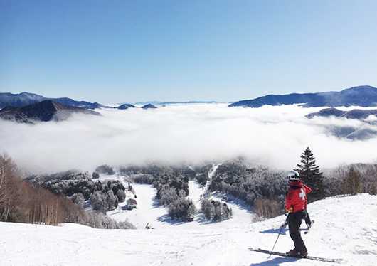 戸狩温泉スキー場から望む千曲川の風景